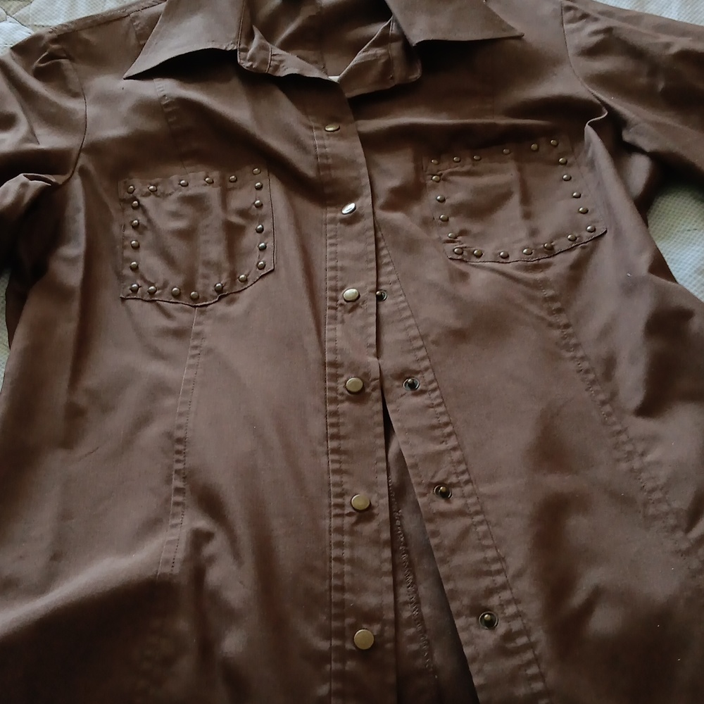 Women's small olive silk shirt